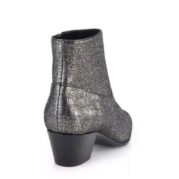Saint Laurent Wyatt Croc Embossed Ankle Boot - Picture 3 of 12